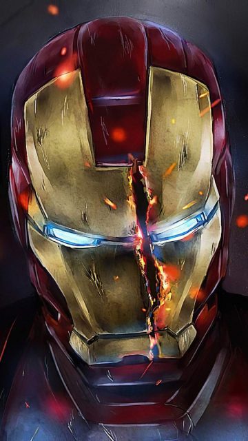 Iron Man Mask Split iPhone Wallpaper