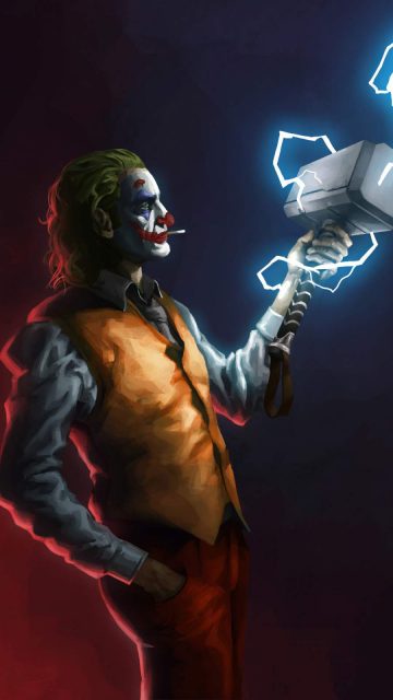 Joker with Thor Hammer iPhone Wallpaper