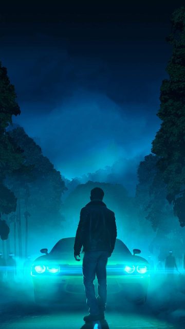 Man and Muscle Car iPhone Wallpaper