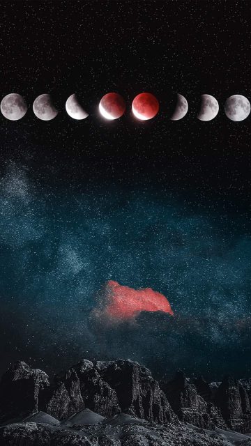 Mountain Moon Eclipse iPhone Wallpaper