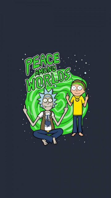 Rick and Morty Peace Among Words iPhone Wallpaper