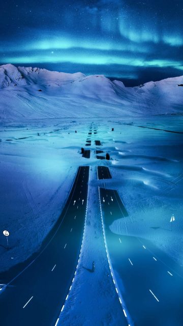 Snowvy Highway iPhone Wallpaper