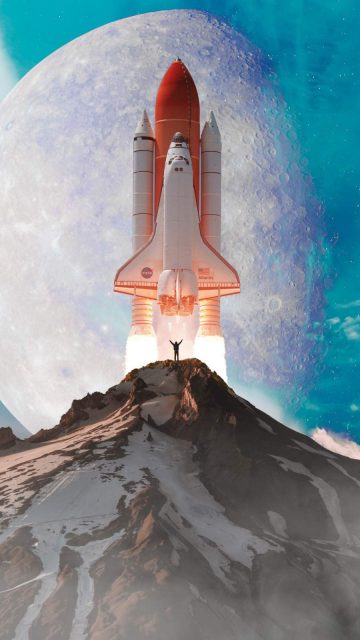 Space Exploration Ship iPhone Wallpaper