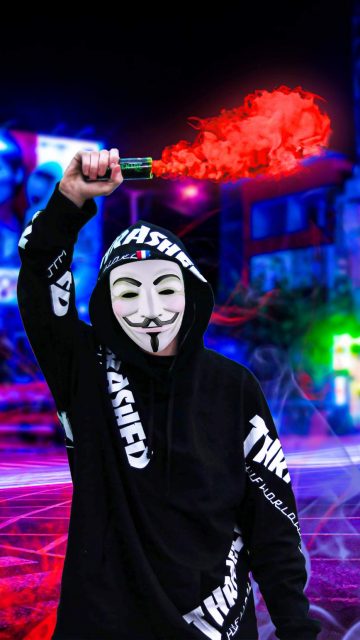 Anonymous Guy Smoke iPhone Wallpaper