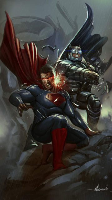 Batman vs Superman Fight iPhone Wallpaper