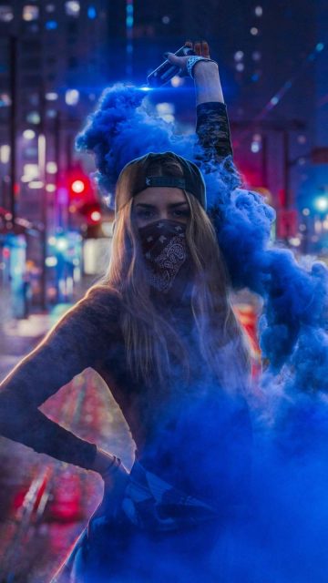 Blue Smoke Girl iPhone Wallpaper