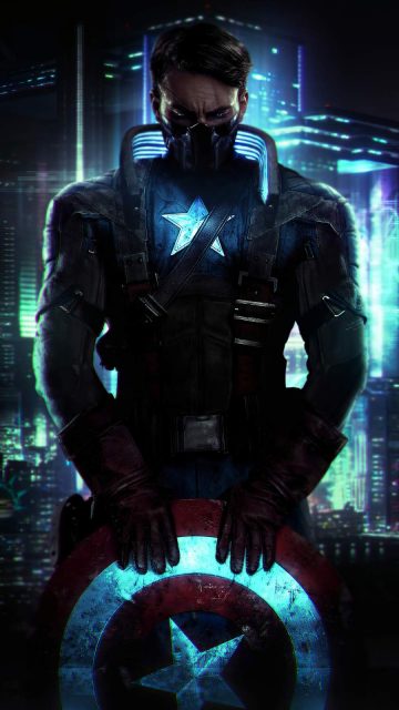 Captain America Cyberpunk iPhone Wallpaper