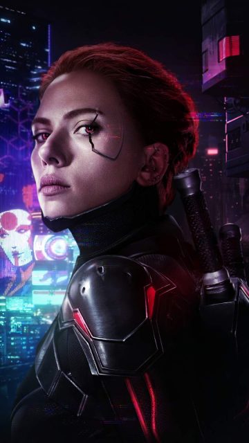 Cyberpunk Black Widow iPhone Wallpaper