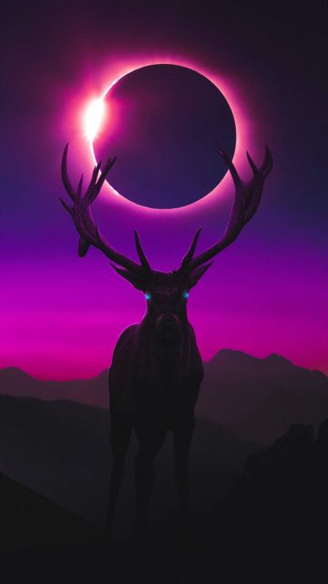 Deer and Moon iPhone Wallpaper