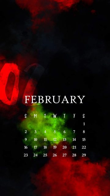 February Calendar iPhone Wallpaper