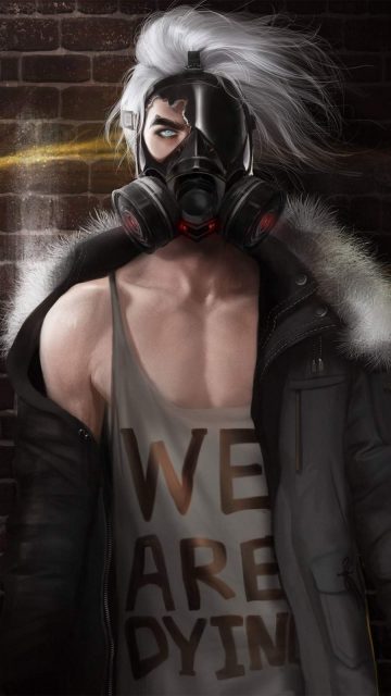 Gas Mask Anime Boy iPhone Wallpaper