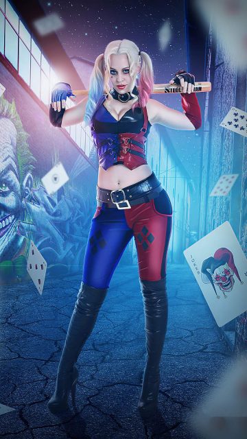 Harley Quinn Cosplay 4k iPhone Wallpaper