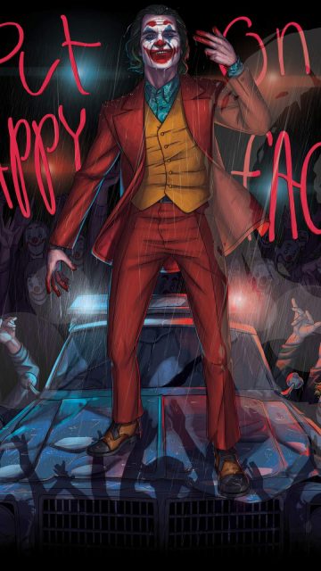 Joker Put Happy Face iPhone Wallpaper