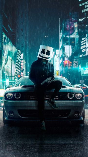 Marshmello Dodge Car iPhone Wallpaper