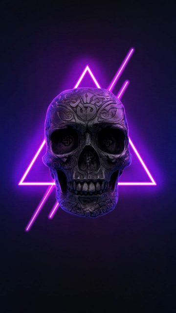 Neon Skull iPhone Wallpaper