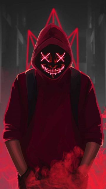 Red Mask Neon Eyes iPhone Wallpaper