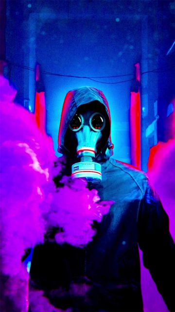 Smoke Neon Mask iPhone Wallpaper