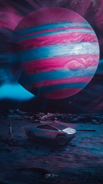 Tesla Cybertruck on Jupiter iPhone Wallpaper