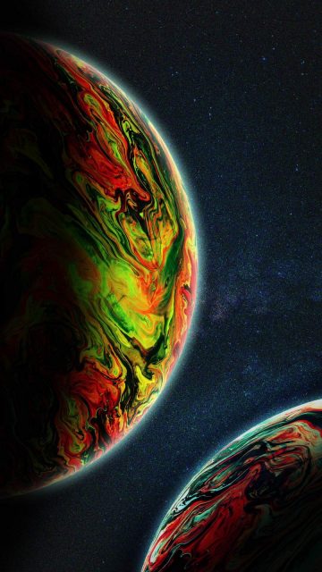 Two Green Planets iPhone Wallpaper