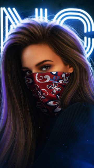 Masked Girl iPhone Wallpaper