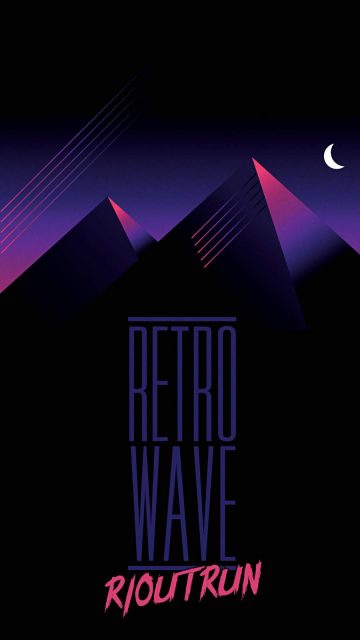 Retrowave Outrun Mountains Night iPhone Wallpaper