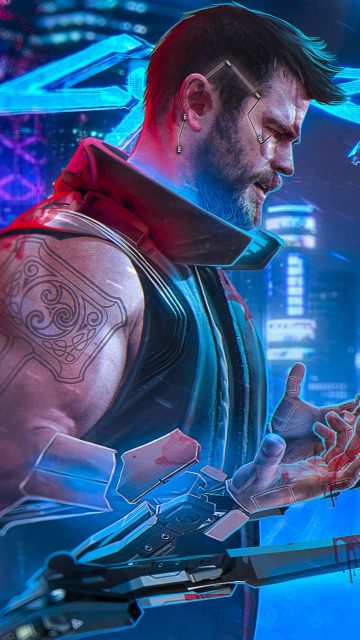 Thor Cyberpunk iPhone Wallpaper