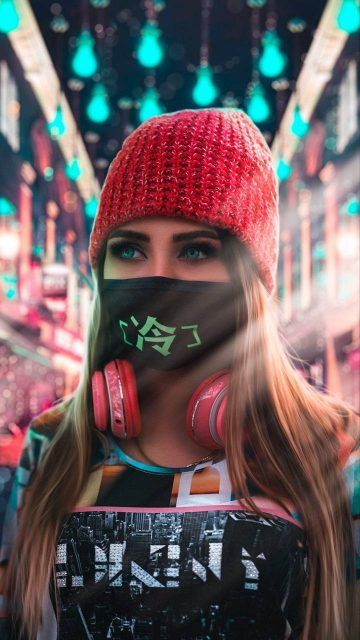 Girl with Mask Wallpaper