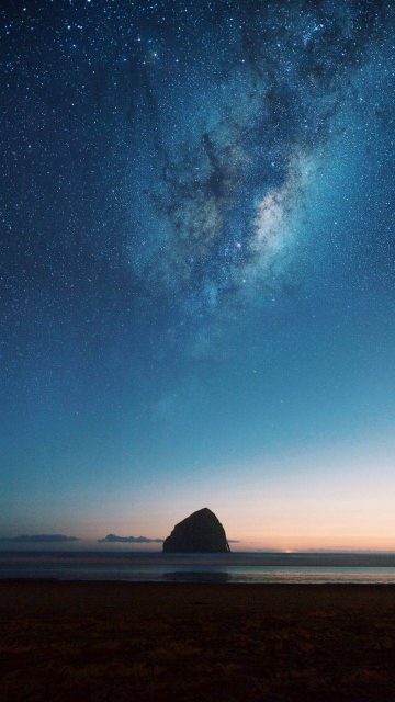 Starry Sky View From Ocean Shore