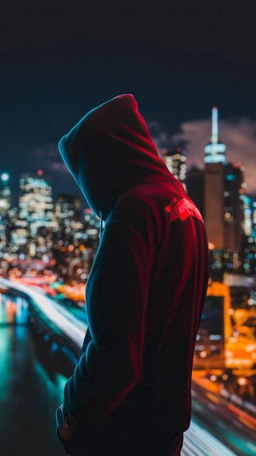 Hoodie Guy in Night iPhone Wallpaper