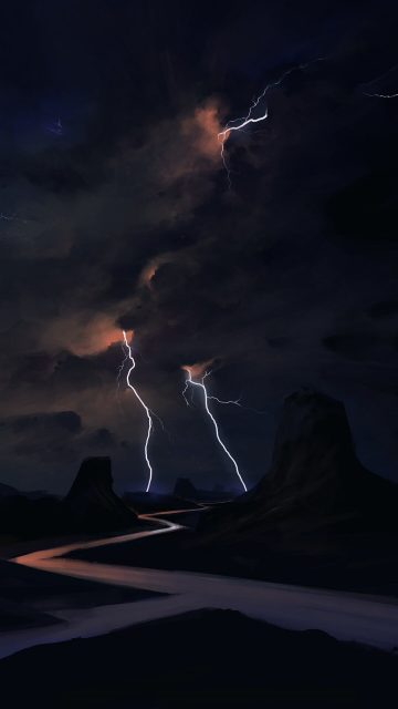 Lightning Road iPhone Wallpaper