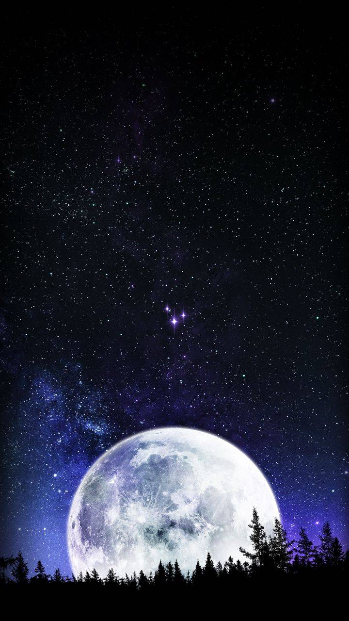 Full Moon Night Background Wallpaper 720x1600