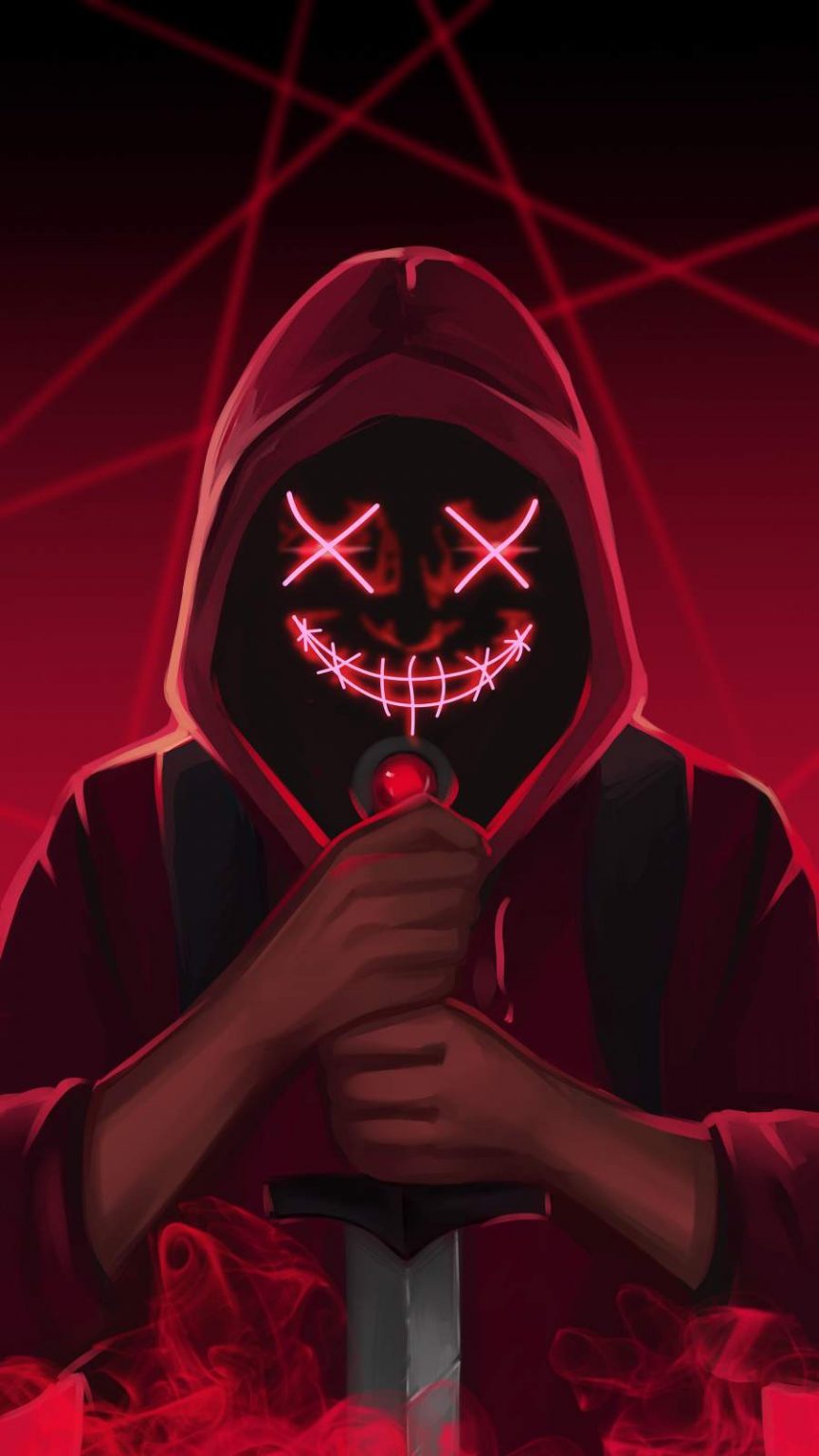 Neon Mask Hoodie Devil iPhone Wallpapers