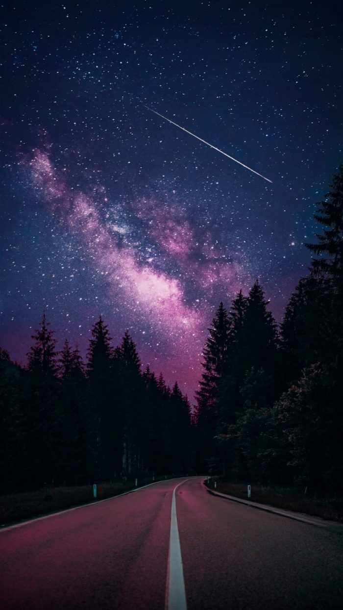 Starry Sky Night Road - iPhone Wallpapers