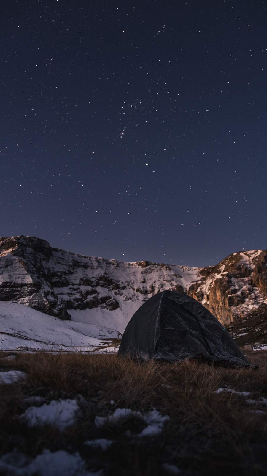 Camping in Snow Night