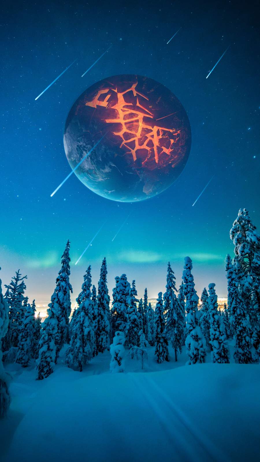 Dead Planet and Meteors iPhone Wallpaper