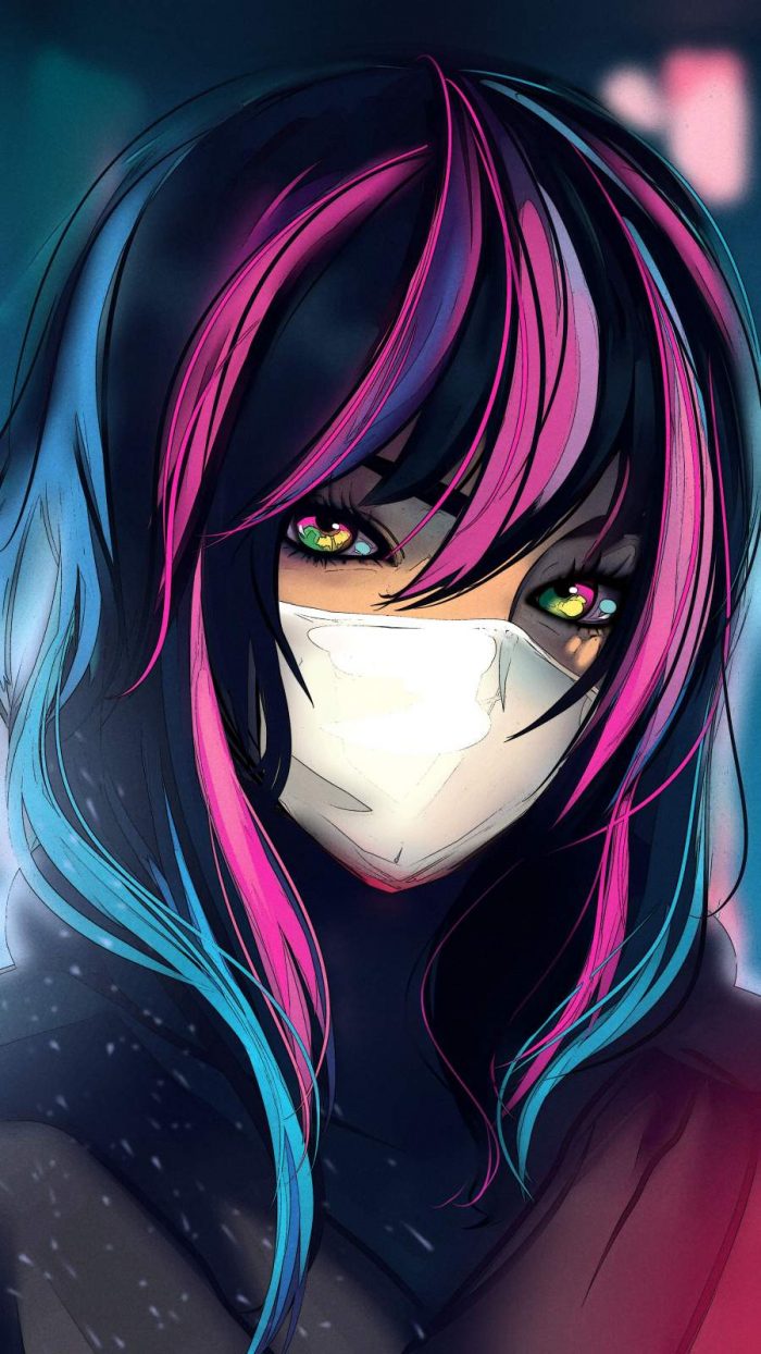 Masked Anime Girl - iPhone Wallpapers