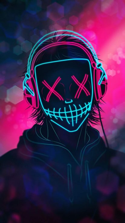 Neon Mask Music - iPhone Wallpapers