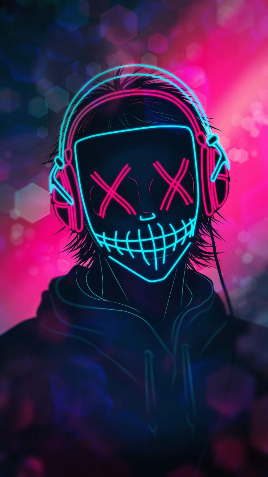 Neon Mask Music - IPhone Wallpapers : iPhone Wallpapers