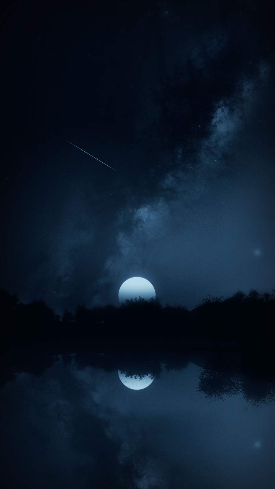 Night Moon Space Reflection