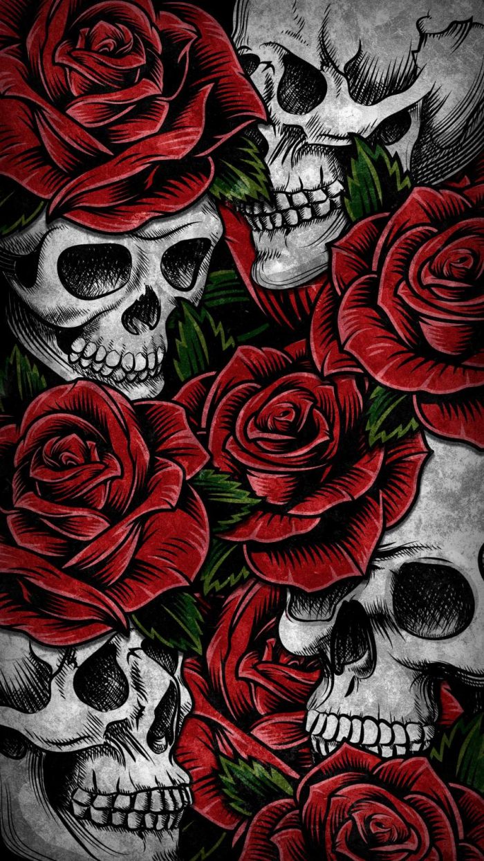 Roses and Skulls iPhone Wallpaper - iPhone Wallpapers
