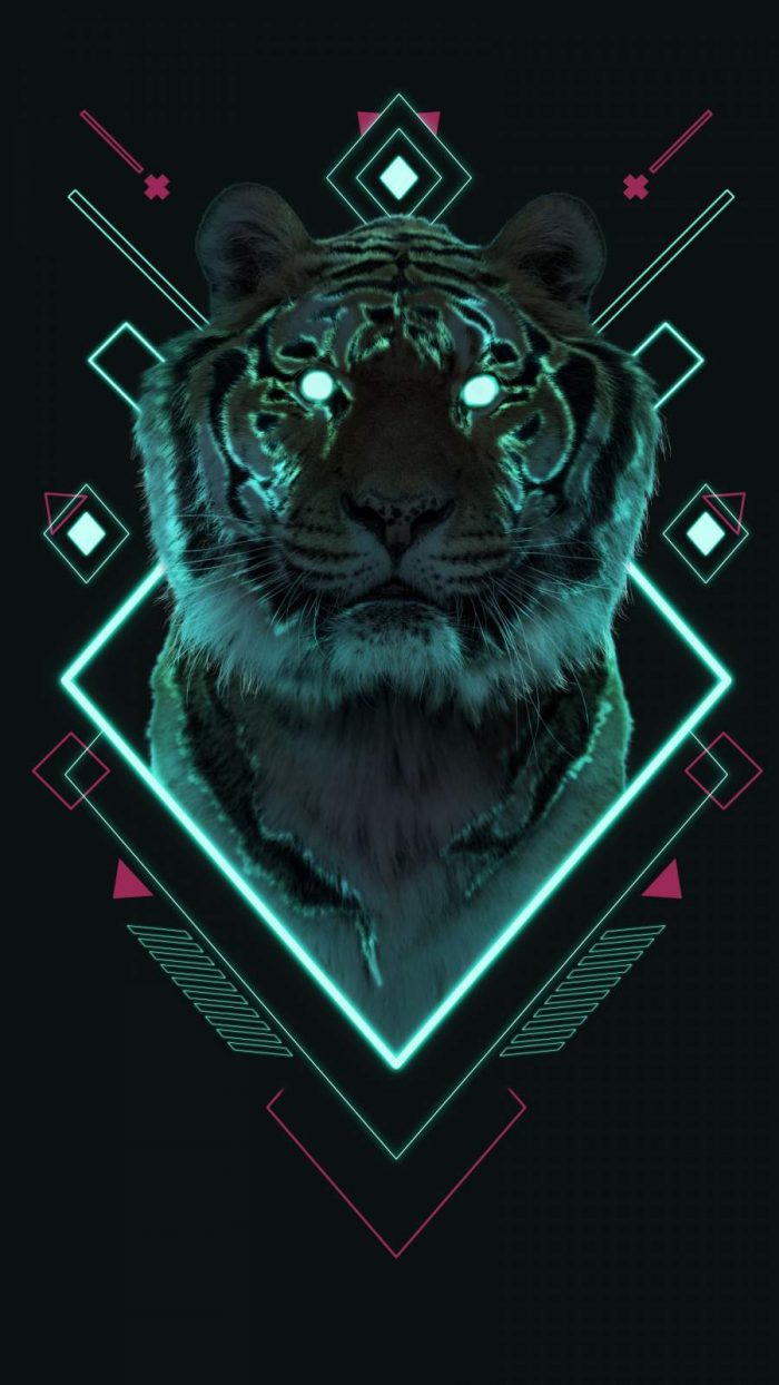 Tiger Neon Abstract iPhone Wallpapers