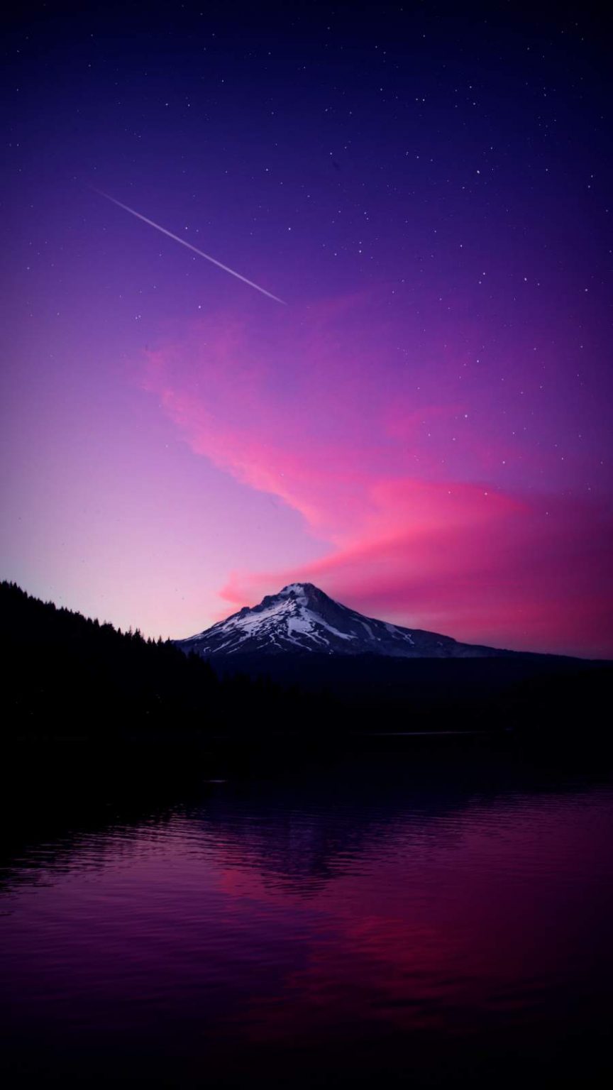 Sunset Snow Mountain Starry Sky - iPhone Wallpapers : iPhone Wallpapers