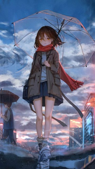 Anime Girl in Rain