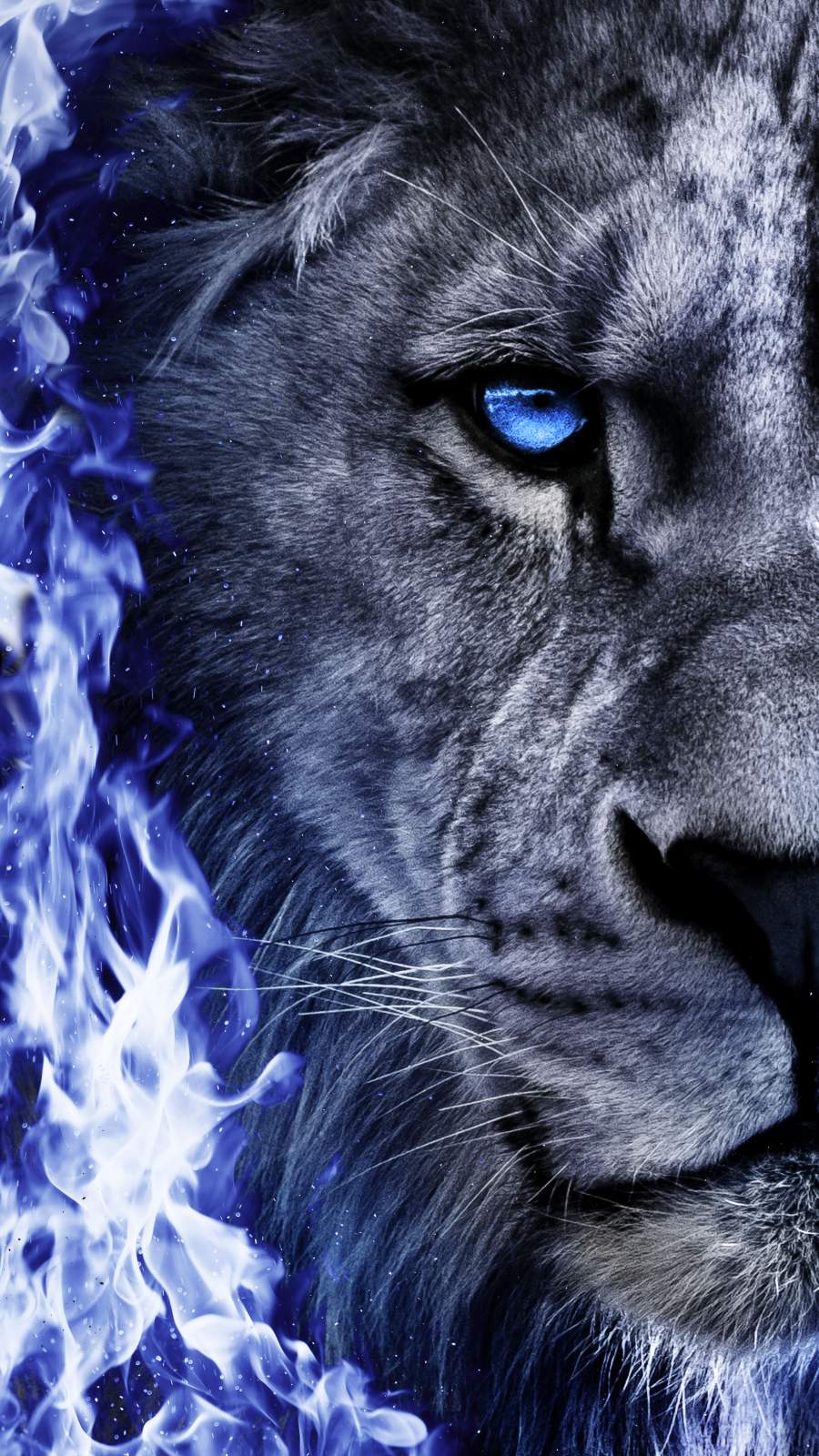 Lion Wallpaper 4K, AI art, Roaring, Closeup