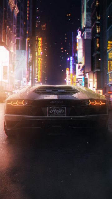 Lamborghini in Night iPhone Wallpaper