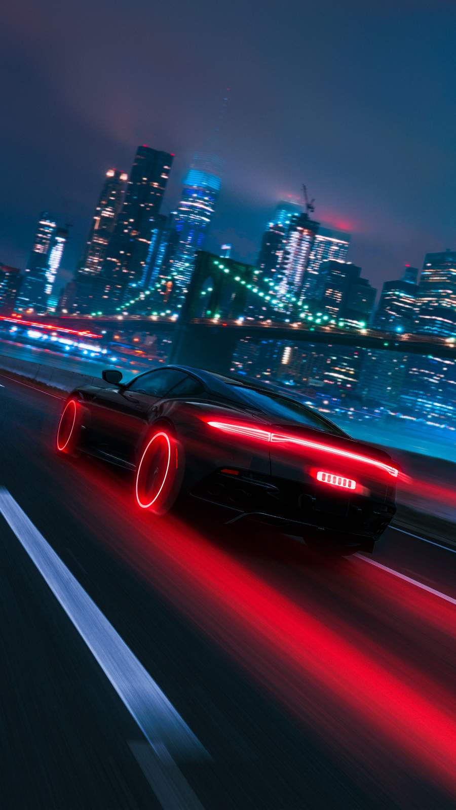 Neon City Fast Car iPhone Wallpaper