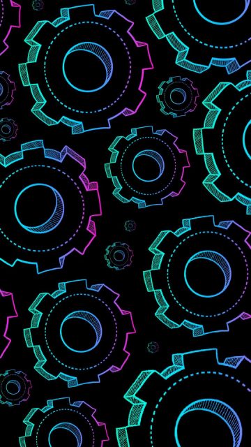 Neon Gears iPhone Wallpaper