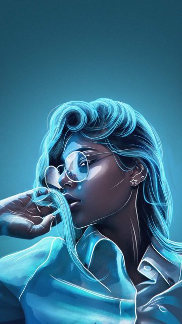 Neon Girl iPhone Wallpaper