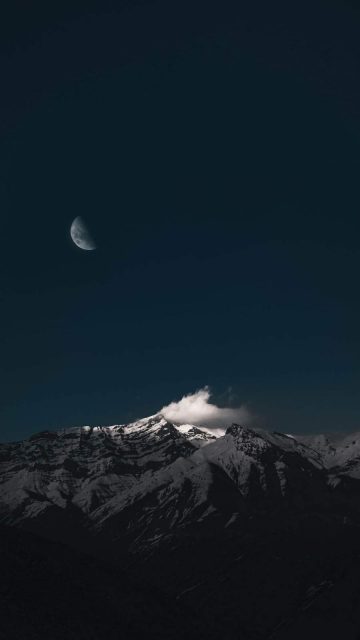 Snow Mountain and Moon iPhone Wallpaper