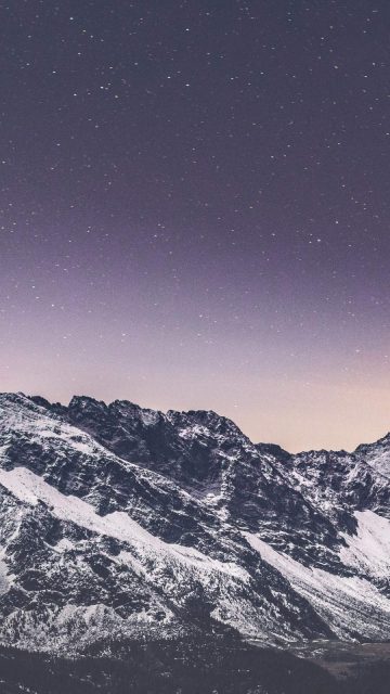 Snow covered mountains stars iPhone Wallpaper